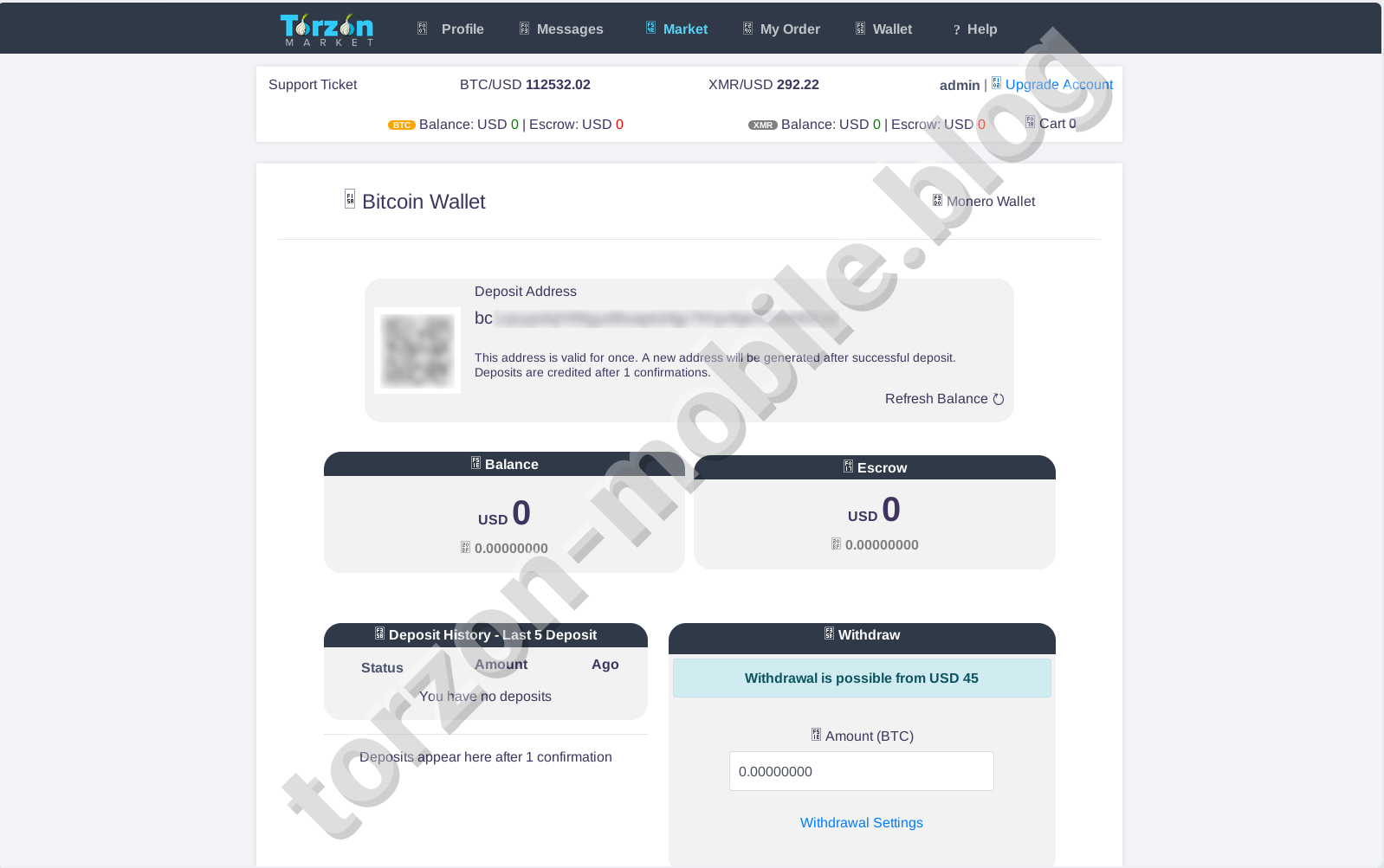 Torzon Bitcoin Wallet Management