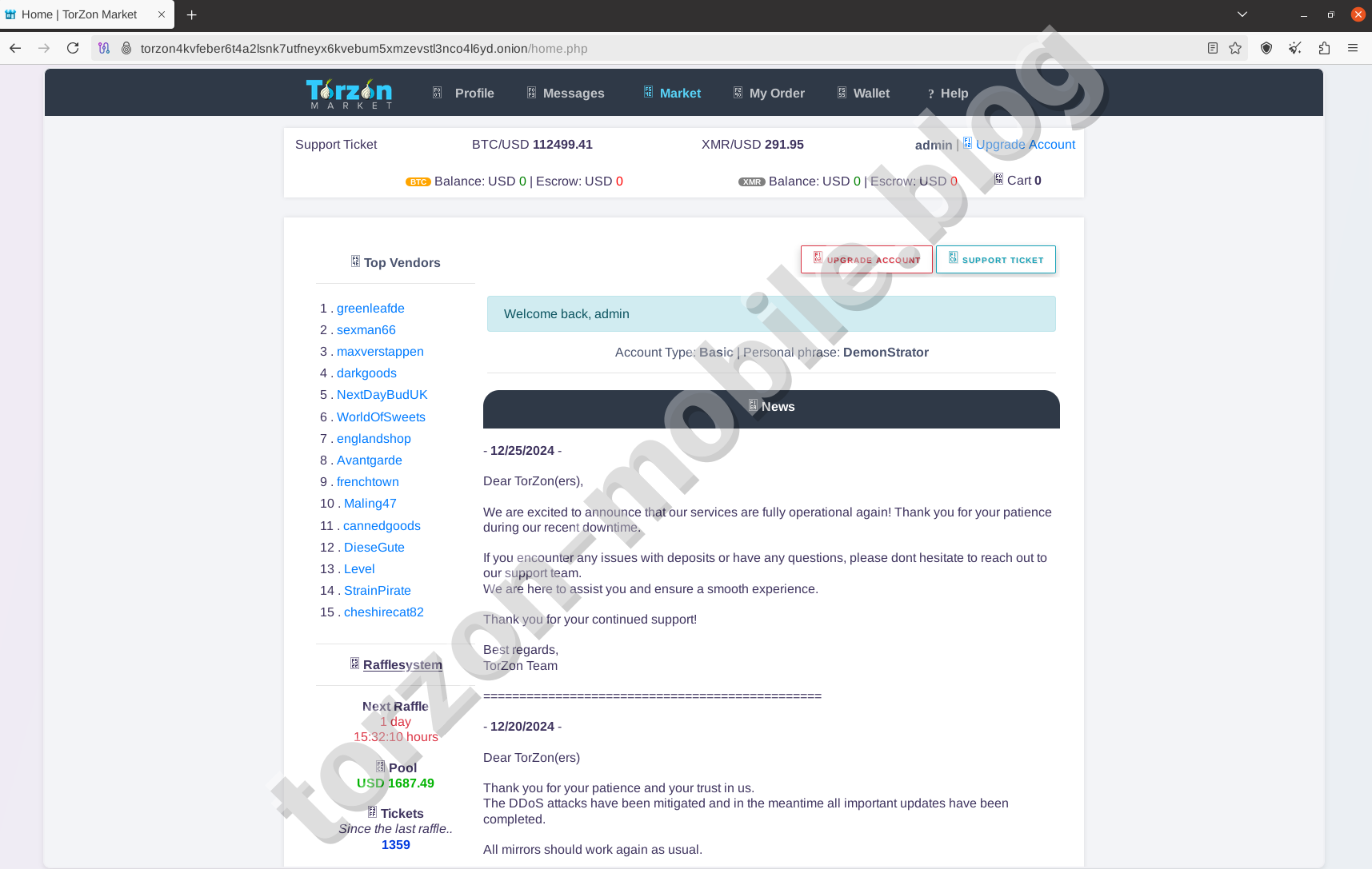Torzon Darknet Market Homepage